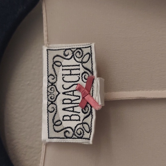 BARASCHI Silk Cream And Gray Dolman Sleeve Embroidered Eyelet Top - Picture 3 of 11